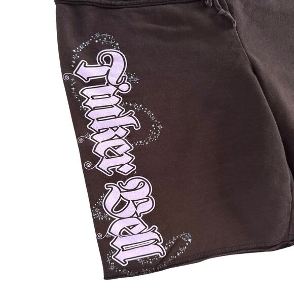 Disney Tinkerbell Sweat shorts Women’s L Brown Feisty Y2K Words on butt 1069 - Picture 2 of 11